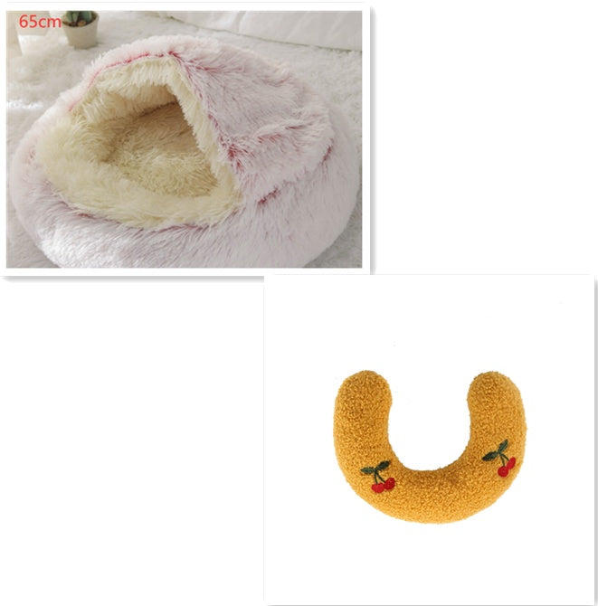 Galuxia 2 In 1 Dog And Cat Bed Pet Winter Bed Round Plush Warm Bed House Soft Long Plush Pets Bed Pet Products