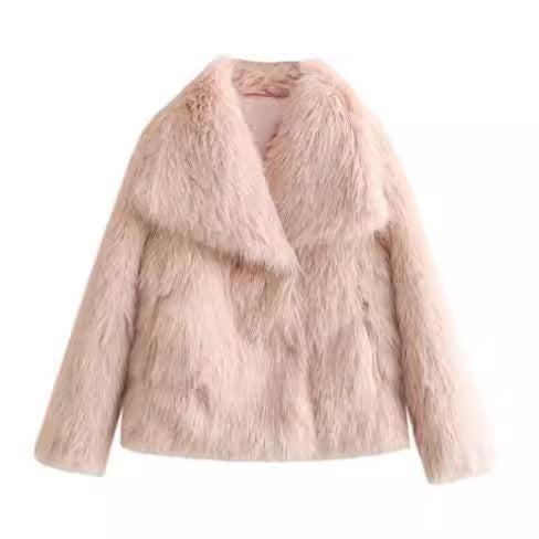 Galuxia Winter Plush Coat – Fashion Thicken Lapel Outerwear for Women