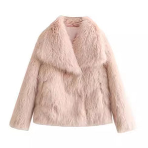 Galuxia Winter Plush Coat – Fashion Thicken Lapel Outerwear for Women
