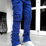 Galuxia Men Trousers Individual Patched Pants Long Tight Fit Stacked Jeans For Mens Clothing