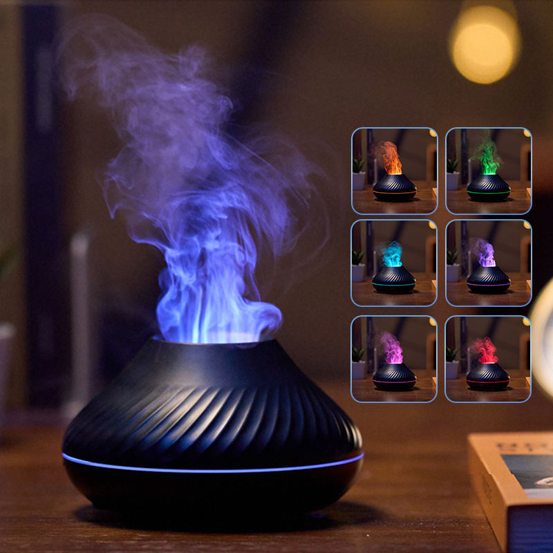 Galuxia Drop Shipping RGB 130ML Flame Humidifier Diffuser Aroma Essential Oil Fire Flame Aroma Diffuser