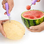 Galuxia 3-in-1 Fruit Digger Fruit Carving Knife Set Cutter Fruit Platter Separator Kitchen Gadgets Watermelon Ice Cream Baller Scoop
