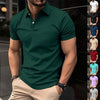Galuxia Summer Short Sleeve Polo Shirt Men Solid Color Button Lapel Button Top