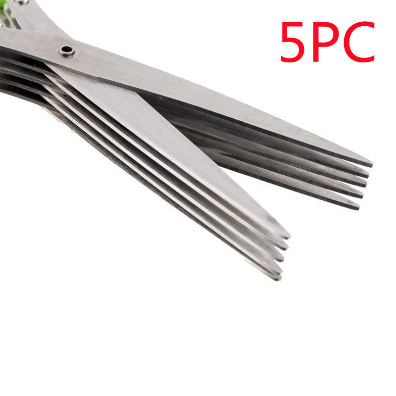 Galuxia Multifunctional Multi-layer Green Onion Scissors Stainless Steel Onion Cutting Knife Herb Seaweed Spice Scissors Kitchen Scissor Kitchen Gadgets