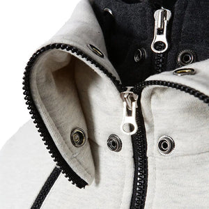GaluxiaMen's Zip UP Hooded Jacket Fake Two Piece Sports Cardigan Casual Slim Sweatshirt Jacket