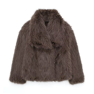 Galuxia Winter Plush Coat – Fashion Thicken Lapel Outerwear for Women