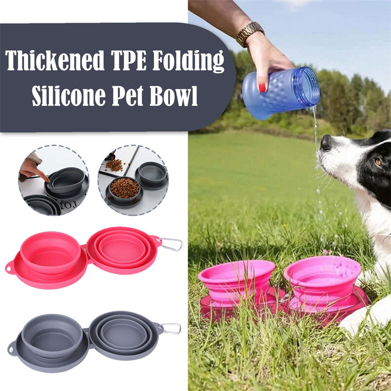 Galuxia Rubber Foldable Double Bowl Pet Feeding Bowl Pets Supplies Dog Cat Bowls
