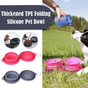 Galuxia Rubber Foldable Double Bowl Pet Feeding Bowl Pets Supplies Dog Cat Bowls