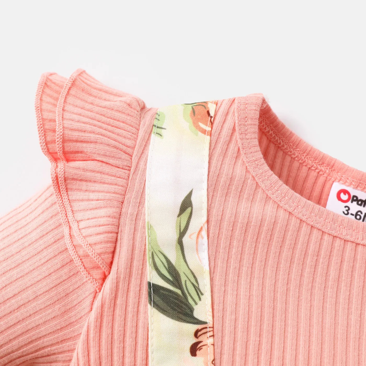 Ribbed Floral Baby Romper Dress Long Sleeve,Long Sleeve Bodysuits Infant Jumpsuit Clothes,0-18Month
