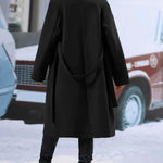 Galuxia Lapel Double-Breasted Trench Coat with Belt – Women’s Winter Long Jacket