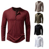 Galuxia Men's Long-sleeved T-shirt Fashion Casual Solid Color Pullover Button Top Autumn And Spring Clothing