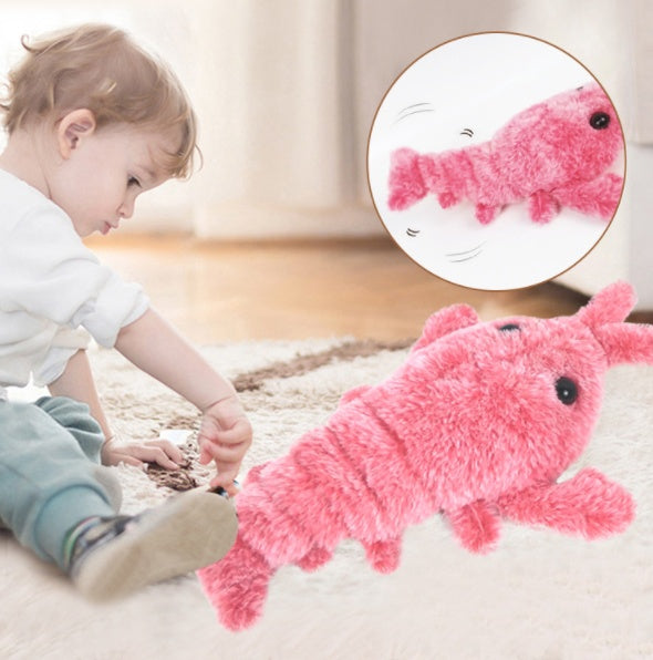 Galuxia Pet Toys Electric Jumping Shrimp USB Charging Simulation Lobster Funny Cat Plush Pets Toy
