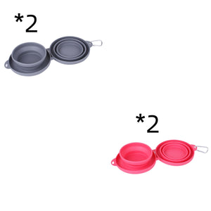 Galuxia Rubber Foldable Double Bowl Pet Feeding Bowl Pets Supplies Dog Cat Bowls