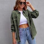 Galuxia Women’s Ripped Shirt Jacket – Casual Spring & Autumn Top
