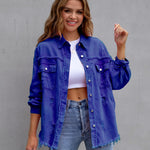 Galuxia Women’s Ripped Shirt Jacket – Casual Spring & Autumn Top