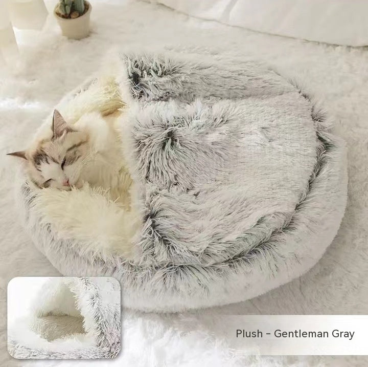 Galuxia 2 In 1 Dog And Cat Bed Pet Winter Bed Round Plush Warm Bed House Soft Long Plush Pets Bed Pet Products