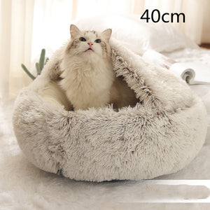 Galuxia 2 In 1 Dog And Cat Bed Pet Winter Bed Round Plush Warm Bed House Soft Long Plush Pets Bed Pet Products