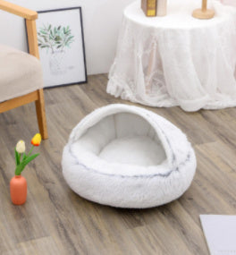 Galuxia 2 In 1 Dog And Cat Bed Pet Winter Bed Round Plush Warm Bed House Soft Long Plush Pets Bed Pet Products