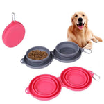 Galuxia Rubber Foldable Double Bowl Pet Feeding Bowl Pets Supplies Dog Cat Bowls