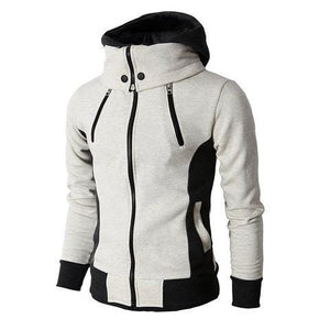 GaluxiaMen's Zip UP Hooded Jacket Fake Two Piece Sports Cardigan Casual Slim Sweatshirt Jacket
