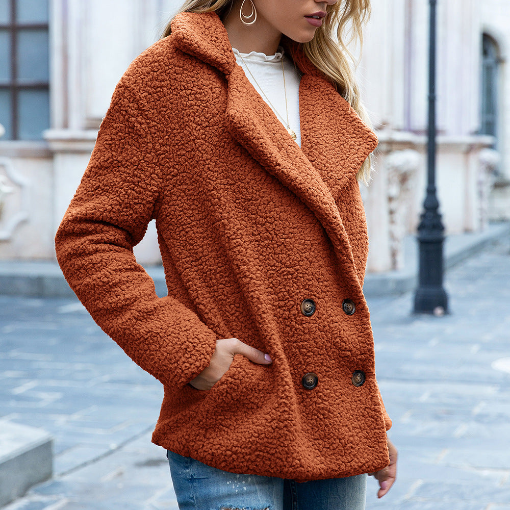 Galuxia Loose Lapel Fluffy Coat Winter Button Jacket Cardigan Outwear For Women Clothing