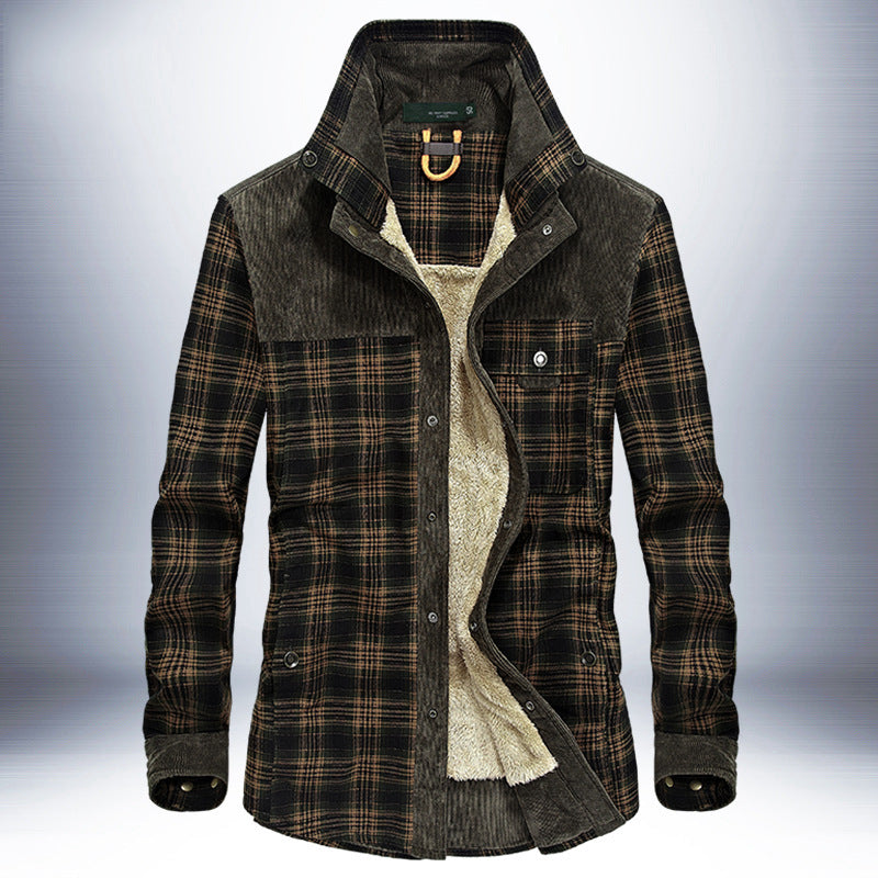 Galuxia Winter Jacket Men Thicken Warm Fleece Jackets Coats Pure Cotton Plaid Jacket Military Clothes