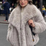 Galuxia Winter Plush Coat – Fashion Thicken Lapel Outerwear for Women