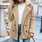 Galuxia Loose Lapel Fluffy Coat Winter Button Jacket Cardigan Outwear For Women Clothing