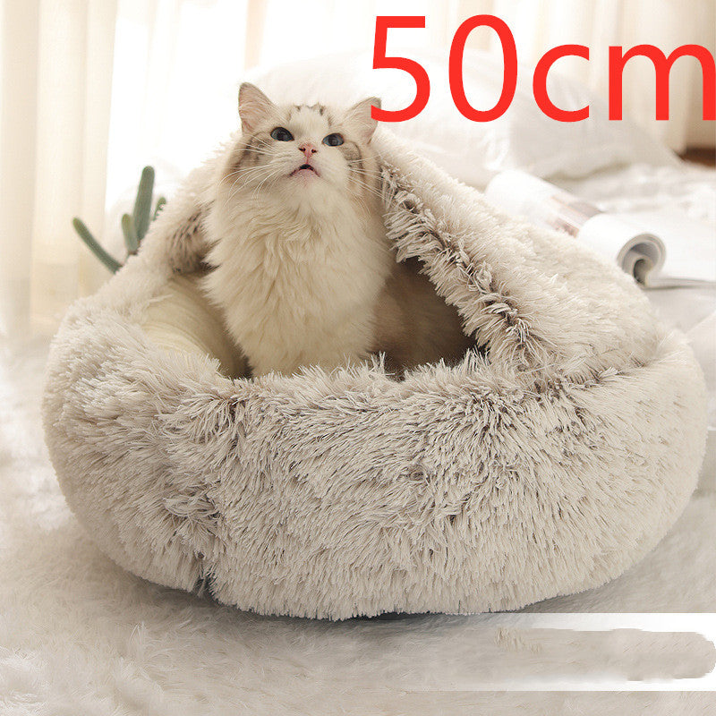 Galuxia 2 In 1 Dog And Cat Bed Pet Winter Bed Round Plush Warm Bed House Soft Long Plush Pets Bed Pet Products