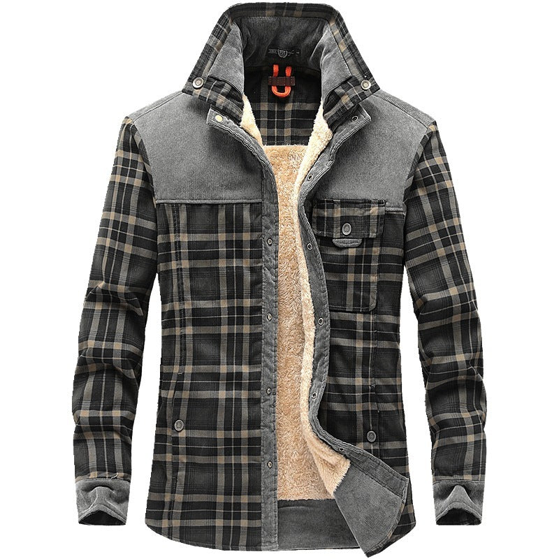 Galuxia Winter Jacket Men Thicken Warm Fleece Jackets Coats Pure Cotton Plaid Jacket Military Clothes