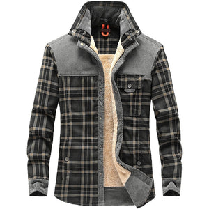 Galuxia Winter Jacket Men Thicken Warm Fleece Jackets Coats Pure Cotton Plaid Jacket Military Clothes