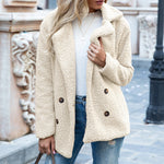 Galuxia Loose Lapel Fluffy Coat Winter Button Jacket Cardigan Outwear For Women Clothing