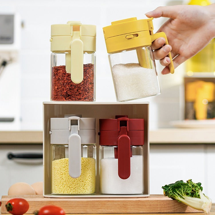 Galuxia Small Seasoning Jars With Lids And Spoons Measuring Spoon Separation Seasoning Box Kitchen Household Tiny Seasoning Containers Kitchen Gadgets