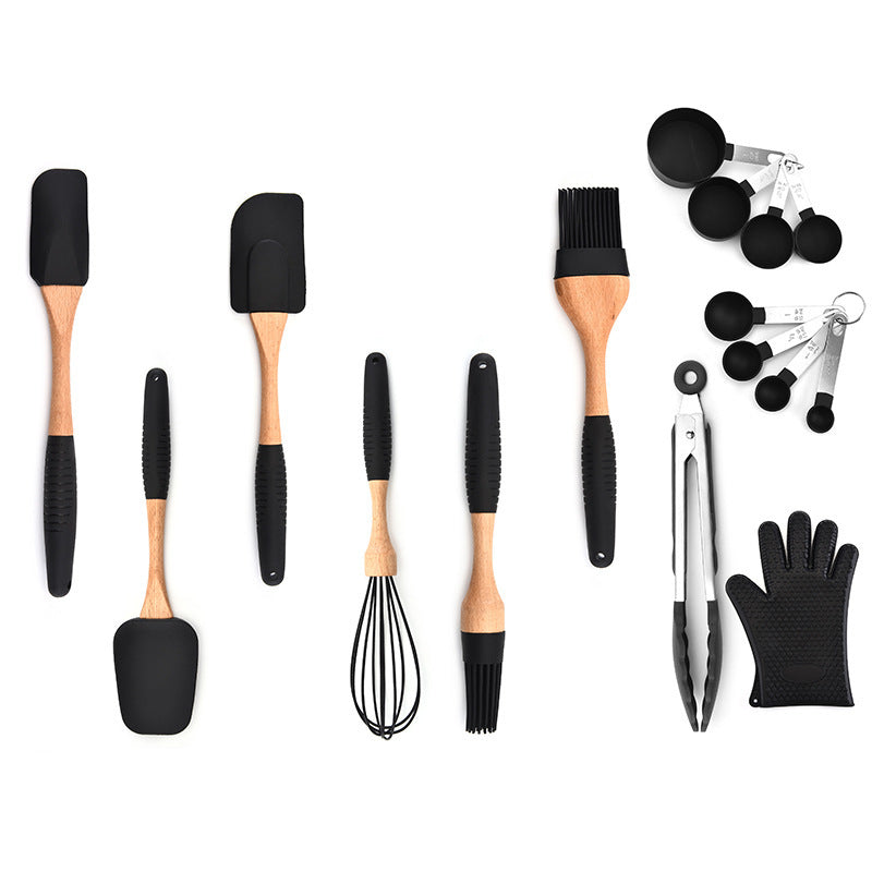 Galuxia Kitchen Baking Gadgets Wooden Handle Silicone Kitchenware Storage