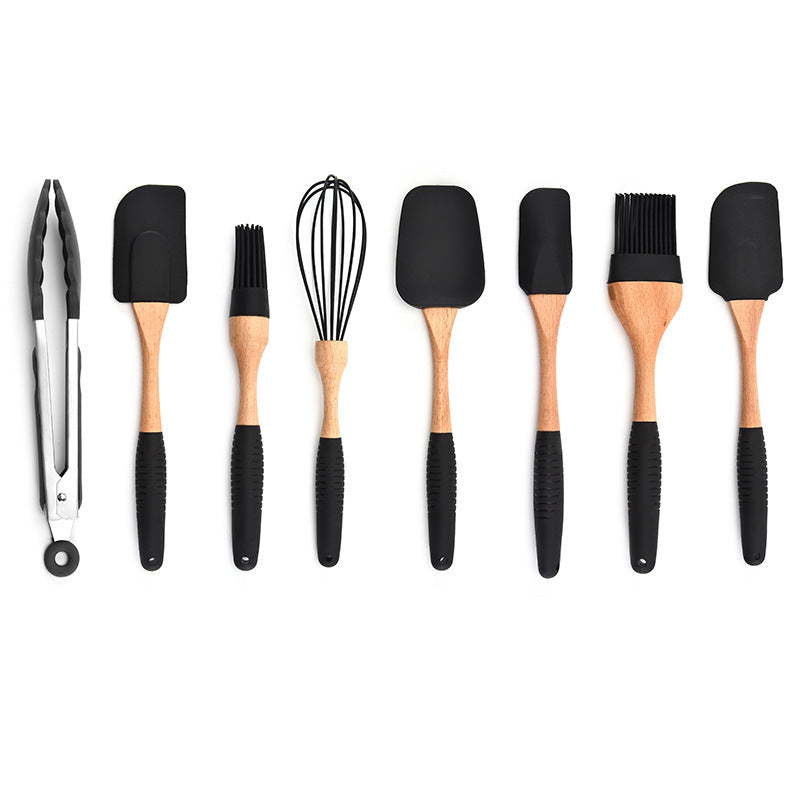 Galuxia Kitchen Baking Gadgets Wooden Handle Silicone Kitchenware Storage