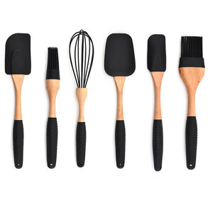 Galuxia Kitchen Baking Gadgets Wooden Handle Silicone Kitchenware Storage