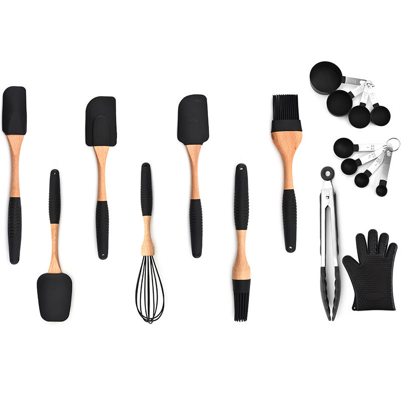 Galuxia Kitchen Baking Gadgets Wooden Handle Silicone Kitchenware Storage