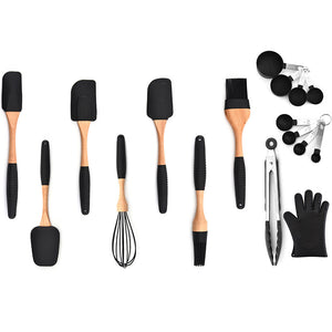 Galuxia Kitchen Baking Gadgets Wooden Handle Silicone Kitchenware Storage