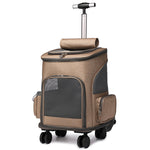 Galuxia Portable Folding Trolley Pet Backpack Traveling Cat Backpack With Universal Wheel Trolley Pet Bag