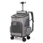 Galuxia Portable Folding Trolley Pet Backpack Traveling Cat Backpack With Universal Wheel Trolley Pet Bag