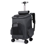 Galuxia Portable Folding Trolley Pet Backpack Traveling Cat Backpack With Universal Wheel Trolley Pet Bag