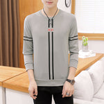 Galuxia Spring and Autumn New mens printed long-sleeved T-shirt teen round neck bottom top fashion casual mens clothing