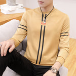 Galuxia Spring and Autumn New mens printed long-sleeved T-shirt teen round neck bottom top fashion casual mens clothing