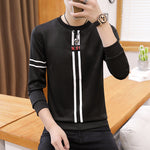 Galuxia Spring and Autumn New mens printed long-sleeved T-shirt teen round neck bottom top fashion casual mens clothing