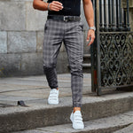Galuxia Plaid Print Pants Men's Casual Trousers Loose And Thin