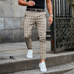 Galuxia Plaid Print Pants Men's Casual Trousers Loose And Thin
