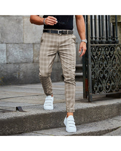 Galuxia Plaid Print Pants Men's Casual Trousers Loose And Thin