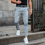 Galuxia Plaid Print Pants Men's Casual Trousers Loose And Thin