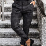 Galuxia Plaid Print Pants Men's Casual Trousers Loose And Thin