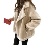Galuxia Suede Jacket Women Short Lamb Velvet Motorcycle Jacket